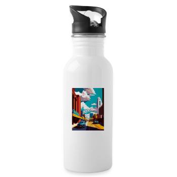 Rochester New York State Vintage Travel Poster WPA - Water bottle with straw - white - Right