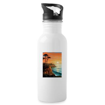 Sonnenuntergang Klippen Kalifornien Vintage Reiseposter WPA - Trinkflasche mit integriertem Trinkhalm - Weiß - Rechts