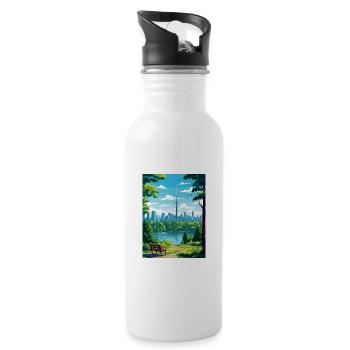 Toronto Canada Decoration Vintage Travel Poster - Water bottle with straw - white - Right
