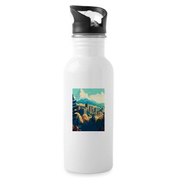 Asheville North Carolina Vintage Travel Poster WPA - Water bottle with straw - white - Right