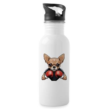 Chihuahua Boxer - Trinkflasche mit integriertem Trinkhalm - Weiß - Rechts