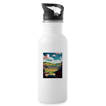 Cooperstown New York State Vintage Travel Poster - Water bottle with straw - white - Right