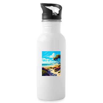 Cambrillo Beach Californie Affiche de voyage Vintage - Gourde avec paille intégrée - blanc - Droite