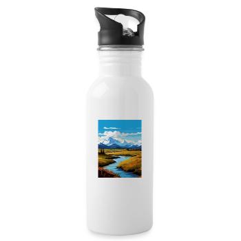 Parc national de Denali Alaska Affiche de voyage Vintage - Gourde avec paille intégrée - blanc - Droite