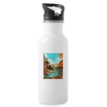 Guadalupe River State Park Texas Travel Poster - Water bottle with straw - white - Right