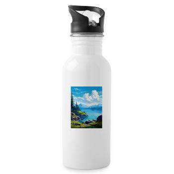 Parc national des fjords de Kenai Alaska affiche de voyage - Gourde avec paille intégrée - blanc - Droite