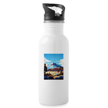 San Francisco Peaks Arizona Vintage Travel Poster - Water bottle with straw - white - Right