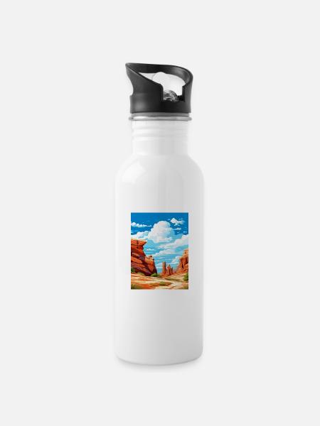 Große Treppe Utah Wüste Vintage Reiseposter - Trinkflasche mit integriertem Trinkhalm - Weiß