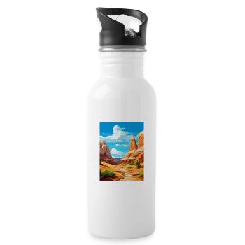 Große Treppe Utah Wüste Vintage Reiseposter - Trinkflasche mit integriertem Trinkhalm - Weiß - Rechts