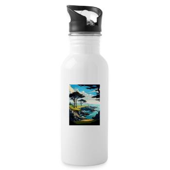 Cypress Point Club Kalifornien Reiseposter - Trinkflasche mit integriertem Trinkhalm - Weiß - Rechts