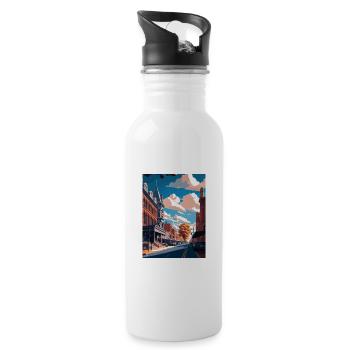 Lancaster County Pennsylvania Travel Poster - Water bottle with straw - white - Right