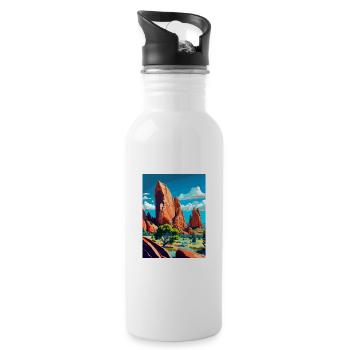Gärten der Götter Colorado Vintage Reiseposter - Trinkflasche mit integriertem Trinkhalm - Weiß - Rechts
