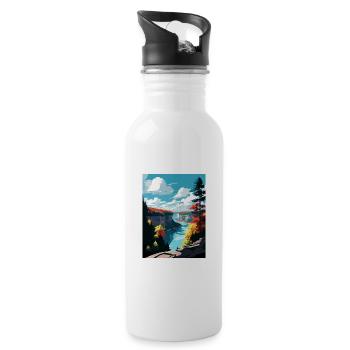 Letchworth State Park New York Reiseposter - Trinkflasche mit integriertem Trinkhalm - Weiß - Rechts