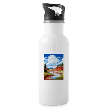 Hot Springs National Park Vintage Travel Poster - Water bottle with straw - white - Right