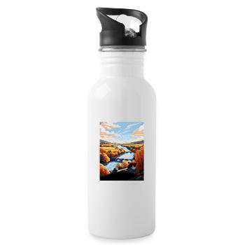 Lehigh Valley Pennsylvania Vintage Travel Poster - Water bottle with straw - white - Right