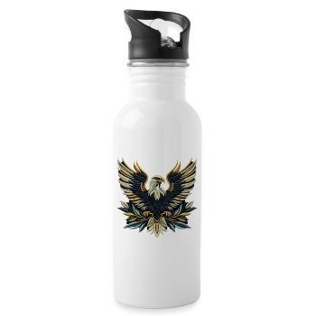 Regal Eagle Wings Embroidered Tee - Water bottle with straw - white - Right
