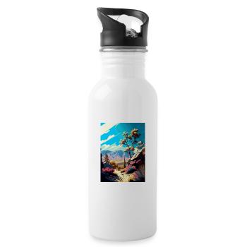 Los Padres National Forest Vintage Reiseposter - Trinkflasche mit integriertem Trinkhalm - Weiß - Rechts