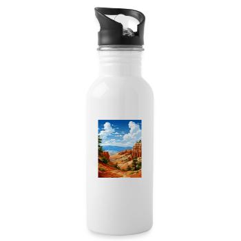 Bryce Canyon National Park Vintage Travel Poster - Water bottle with straw - white - Right