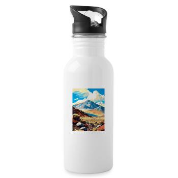 Mount Humphreys California Vintage Reiseposter - Trinkflasche mit integriertem Trinkhalm - Weiß - Rechts