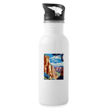Colorado National Monument Vintage Reiseposter - Trinkflasche mit integriertem Trinkhalm - Weiß - Rechts