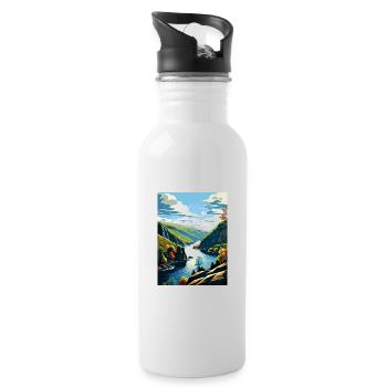 Delaware Water Gap Pennsylvania Reiseposter - Trinkflasche mit integriertem Trinkhalm - Weiß - Rechts
