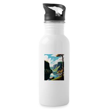 Delaware Water Gap Pennsylvania Reiseposter - Trinkflasche mit integriertem Trinkhalm - Weiß - Rechts