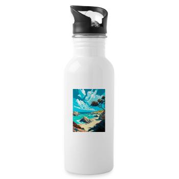 Garrapata State Park Kalifornien Reiseposter - Trinkflasche mit integriertem Trinkhalm - Weiß - Rechts