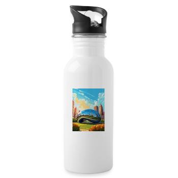 Chicago Illinois Millennium Park Reiseplakat - Trinkflasche mit integriertem Trinkhalm - Weiß - Rechts