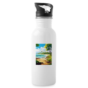 Hapuna Beach Hawaï Vintage voyage affiche Souvenir - Gourde avec paille intégrée - blanc - Droite