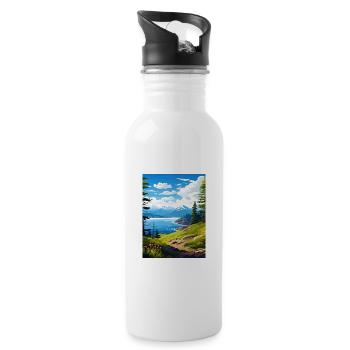 Kachemak Bay Alaska Vintage voyage affiche Souvenir - Gourde avec paille intégrée - blanc - Droite