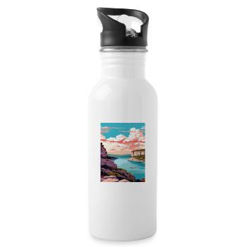 Mount Bonnell Texas Vintage Reiseposter Souvenir - Trinkflasche mit integriertem Trinkhalm - Weiß - Rechts