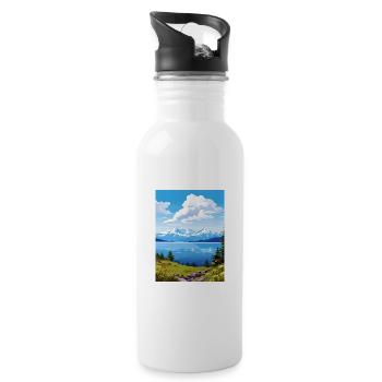 Kachemak Bay Alaska Vintage voyage affiche Souvenir - Gourde avec paille intégrée - blanc - Droite