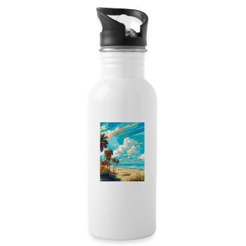 Cocoa Beach Floride Vintage voyage affiche Souvenir - Gourde avec paille intégrée - blanc - Droite