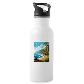 Napali Coast Hawaii Vintage voyage affiche Souvenir - Gourde avec paille intégrée - blanc - Droite