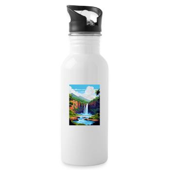 Wailua Falls Hawaï Vintage voyage affiche Souvenir - Gourde avec paille intégrée - blanc - Droite