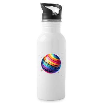 LGBTQ Planet - Trinkflasche mit integriertem Trinkhalm - Weiß - Rechts
