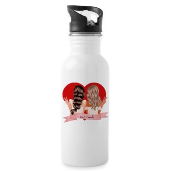 Beste Freunde - Trinkflasche mit integriertem Trinkhalm - Weiß - Rechts