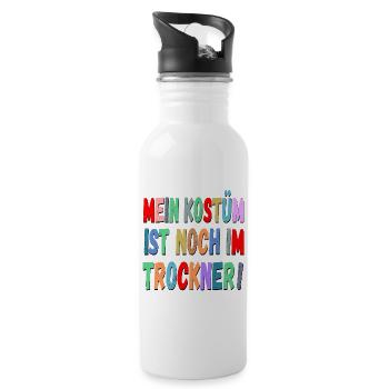 Karneval Fasching Rosenmontag Sprüche - Trinkflasche mit integriertem Trinkhalm - Weiß - Rechts