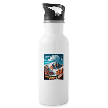 Pike Peaks Colorado Vintage voyage affiche Souvenir - Gourde avec paille intégrée - blanc - Droite