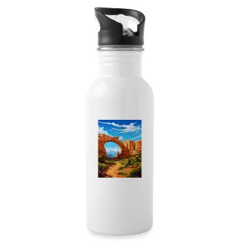 Pont naturel Utah Vintage voyage affiche Souvenir - Gourde avec paille intégrée - blanc - Droite