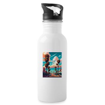 Santa Ana Kalifornien Vintage Reiseposter WPA Kunst - Trinkflasche mit integriertem Trinkhalm - Weiß - Rechts