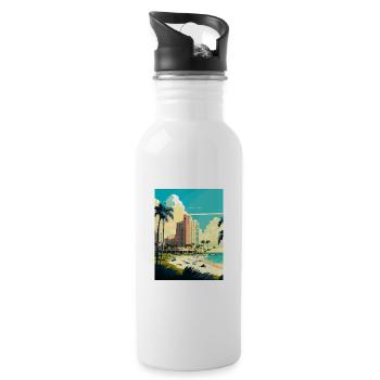 Marco Island Florida Vintage Travel Poster WPA Art - Water bottle with straw - white - Right