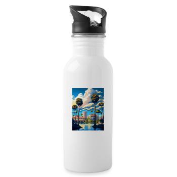 Riverside California Vintage Reiseposter WPA Kunst - Trinkflasche mit integriertem Trinkhalm - Weiß - Rechts