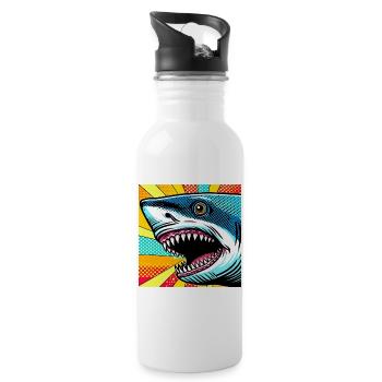 Requin Pop Art - Gourde avec paille intégrée - blanc - Droite