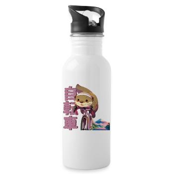 Anime Manga Cycling Otter - Water bottle with straw - white - Right