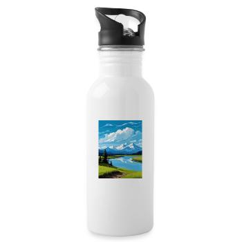 Twin Lakes Alaska Vintage voyage affiche Souvenir - Gourde avec paille intégrée - blanc - Droite