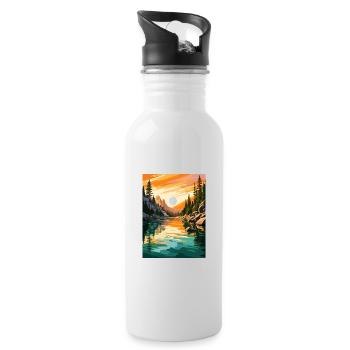 Lake Tahoe Nevada Vintage Travel Poster Souvenir - Water bottle with straw - white - Right
