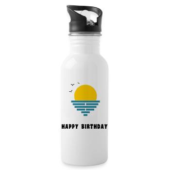 ALLES GUTE ZUM GEBURTSTAG. ALLES GUTE ZUM GEBURTSTAG. JAHRESTAG. - Trinkflasche mit integriertem Trinkhalm - Weiß - Rechts