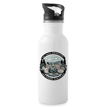 Ich hasse Menschen, aber Steine finde ich gut. - Trinkflasche mit integriertem Trinkhalm - Weiß - Rechts