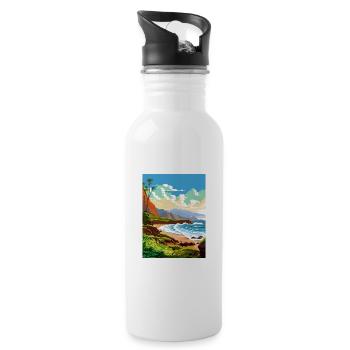 Kauai Hawaii Vintage Voyage Poster WPA Souvenir - Gourde avec paille intégrée - blanc - Droite